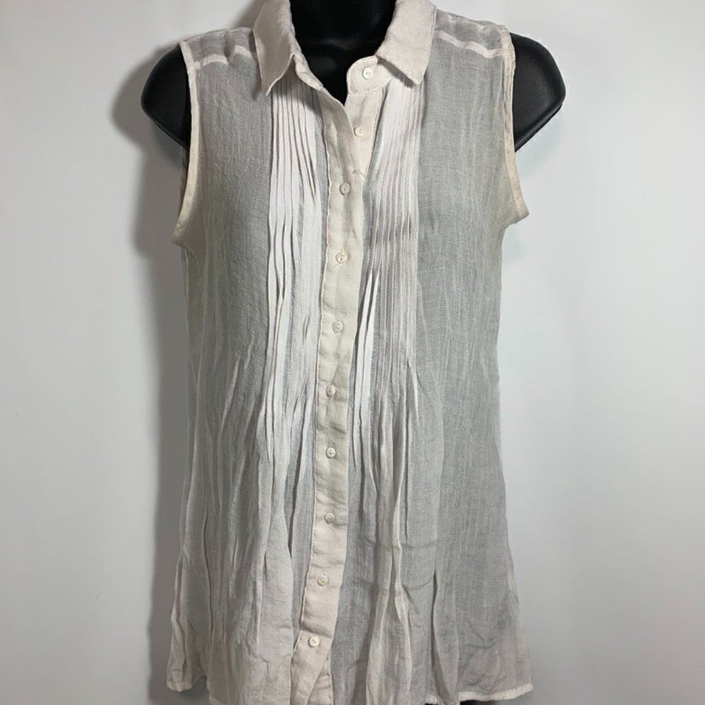 Fever Sheer Sleeveless Button Shirt